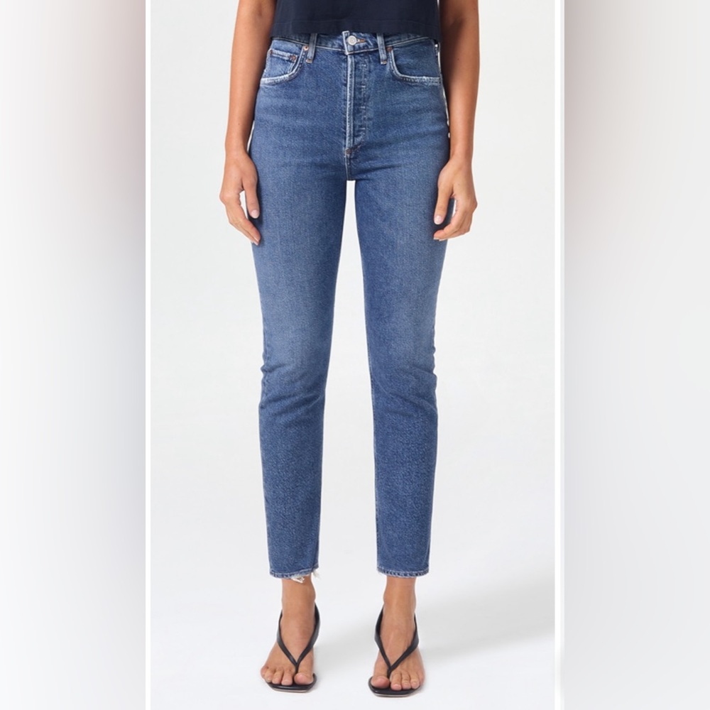 Agolde Riley Crop straight leg jeans in Silence